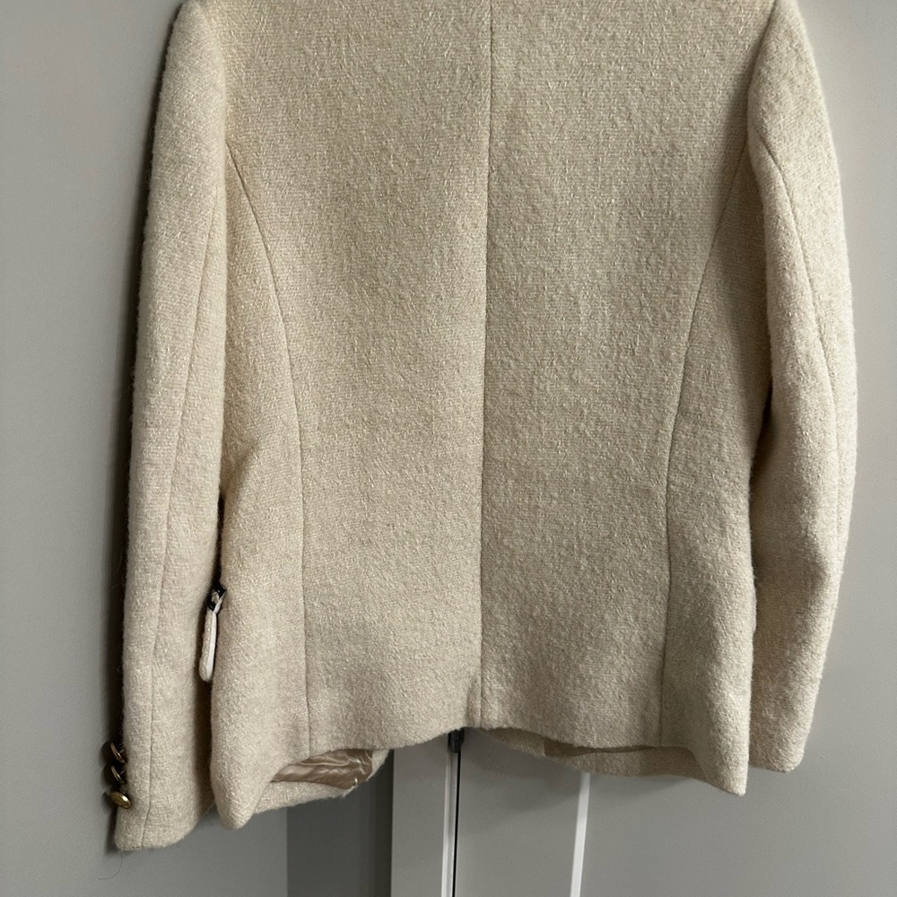 Sandro Cream Tweed Blazer with Black Braid Trim - Picture 4 of 4